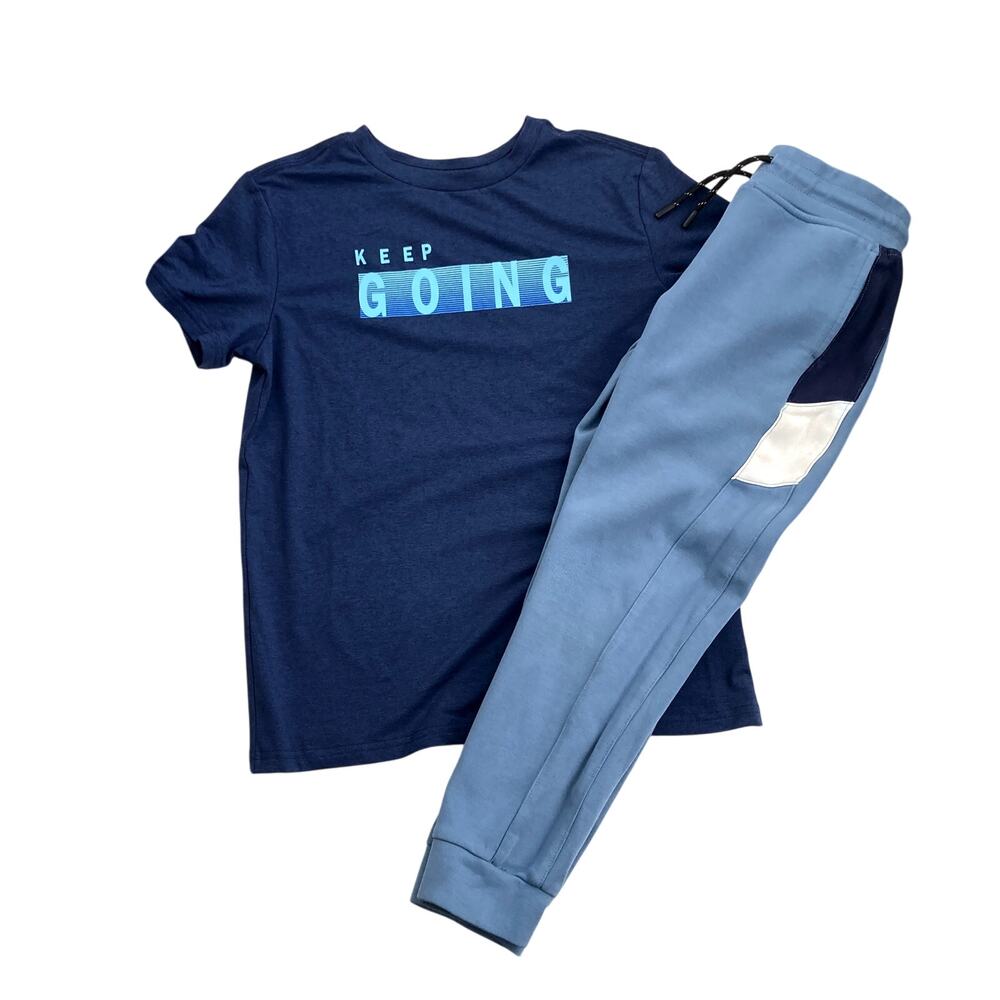 01.Algo Keep Going Performance Tee and Jogger Outfit - Blue - 7/8
